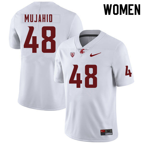 Women #48 Amir Mujahid Washington Cougars College Football Jerseys Sale-White - Click Image to Close